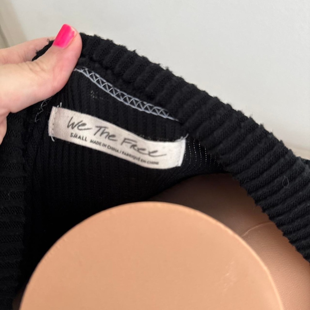 Free People We The Free Cha Cha Sweater Black Open Knit Balloon Sleeve Sweater - Picture 2 of 2